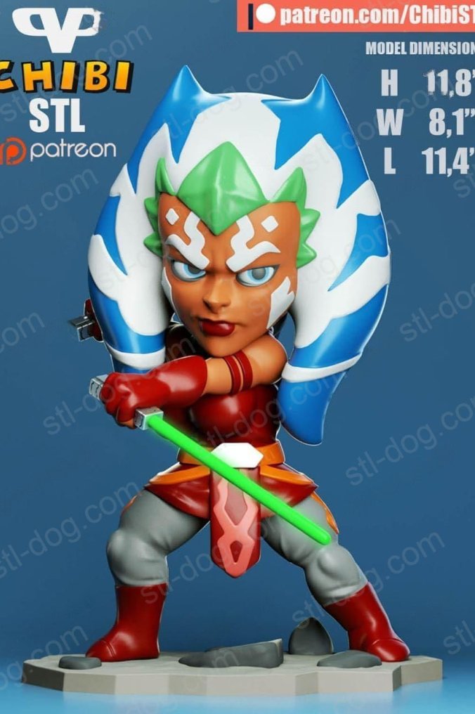 星球大战 阿索卡·塔诺(Ahsoka Tano) 卡通形象3D打印图纸